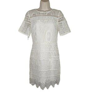 Gianni Bini Lily Sheath Dress Women Size 2 White Short Sleeve NEW